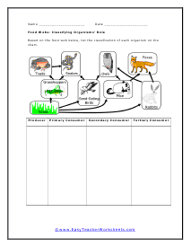 Classifying Organisms Worksheet