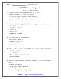 Engineering Questions Worksheet