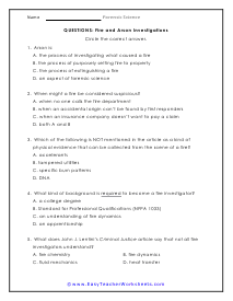 Arson Questions Worksheet