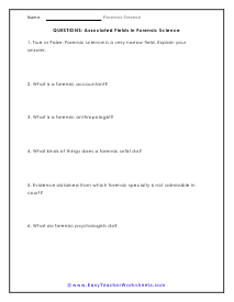 Associated Fields Question Worksheet