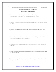 Skeleton Short Answer Worksheet