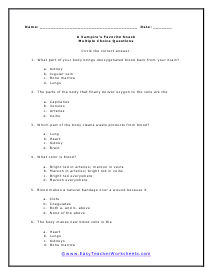 Blood Multiple Choice Worksheet