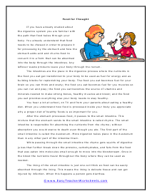 Food Reading Worksheet