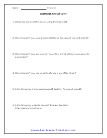 Safety Question Worksheet