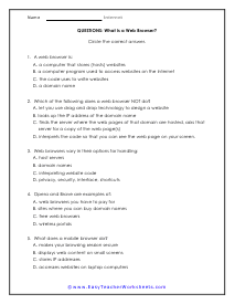 Web Browser Question Worksheet