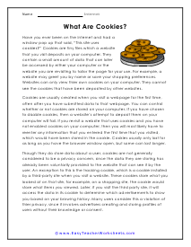 Computer Cookies Worksheet