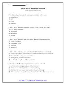 Education Question Worksheet