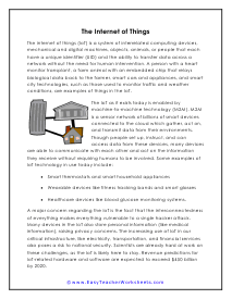 Internet Of Things Reading Worksheet