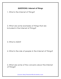 IOT Things Question Worksheet