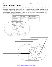 Continental Drift Worksheet