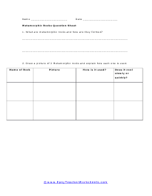 Metamorphic Question Worksheet