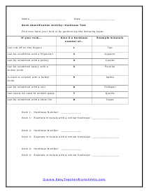 Hardness Test Worksheet