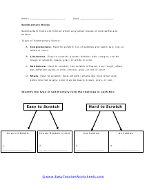 Sedimentary Rock Worksheet