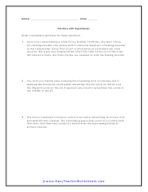 Practice with Hypotheses Worksheet