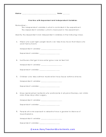 Practice with Variables Worksheet