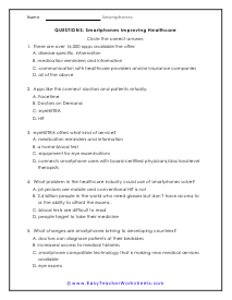 Improving Healthcare Questions Worksheet