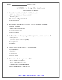 History Questions Worksheet