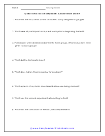 Brain Drain Questions Worksheet