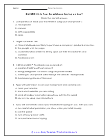 Spying on You Questions Worksheet