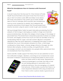 Processed Food Worksheet