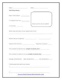 Planet News Worksheet