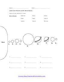 Label the Planets Worksheet