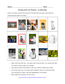 Round and Sports Worksheet