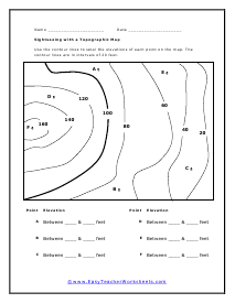 Topography Worksheets