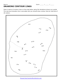 Drawing Contour Lines Worksheet