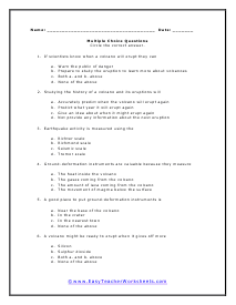 Going To Erupt Multiple Choice Worksheet