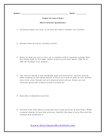 Lava Flows Short Answers Worksheet