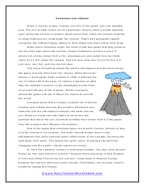 Volcanoes and Climate Worksheet