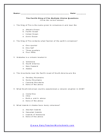 Ring of Fire Multiple Choice Worksheet