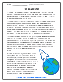 Exosphere Worksheet