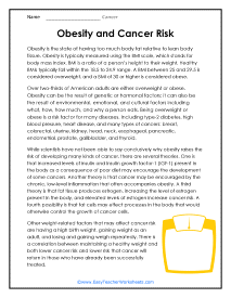 Obesity Risks Worksheet