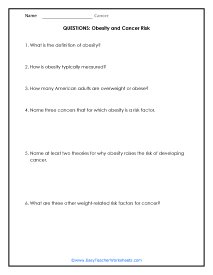 Obesity Risks Question Worksheet