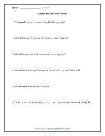 History Question Worksheet
