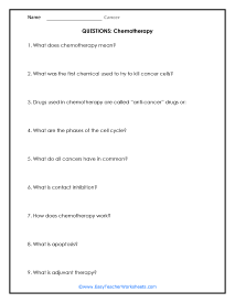 Chemotherapy Question Worksheet