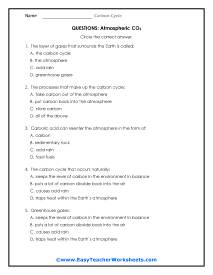 Atmospheric Carbon Dioxide Question Worksheet