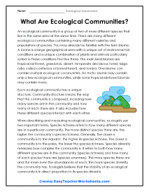 Ecological Communities Worksheet