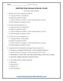 Basic Elements Question Worksheet