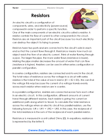 Resistors Worksheet