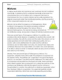 Mixtures Worksheet