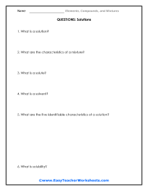 Solutions Question Worksheet