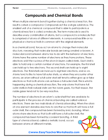 Compounds and Chemical Bonds Worksheet