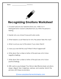 Emotion Worksheets