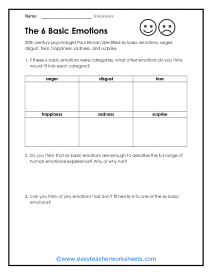 Basic Emotions Worksheet