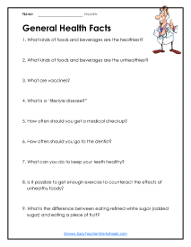 health education worksheets for high school