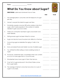 Sugar Worksheet
