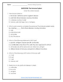 Immune System Questions